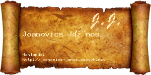 Joanovics János névjegykártya