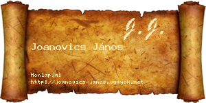 Joanovics János névjegykártya
